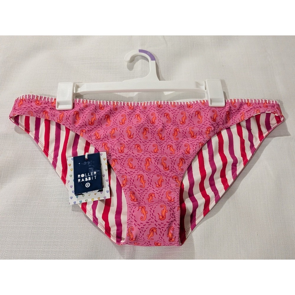 Roller Rabbit x Target Reversible High Waist BIKINI BOTTOM Seahorse Stripe Sz XL